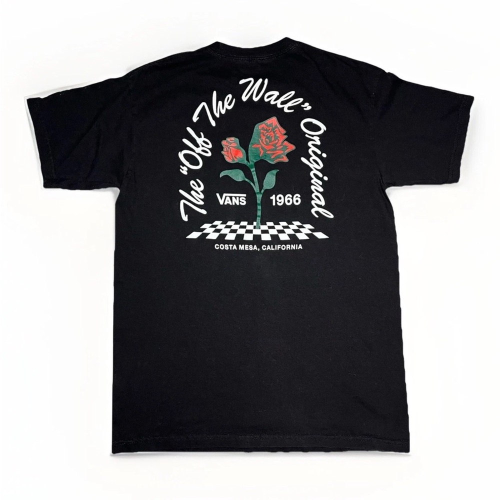 Vans 1966 Roses Graphic Print Short Sleeve T-Shirt Adult Size Medium | Black